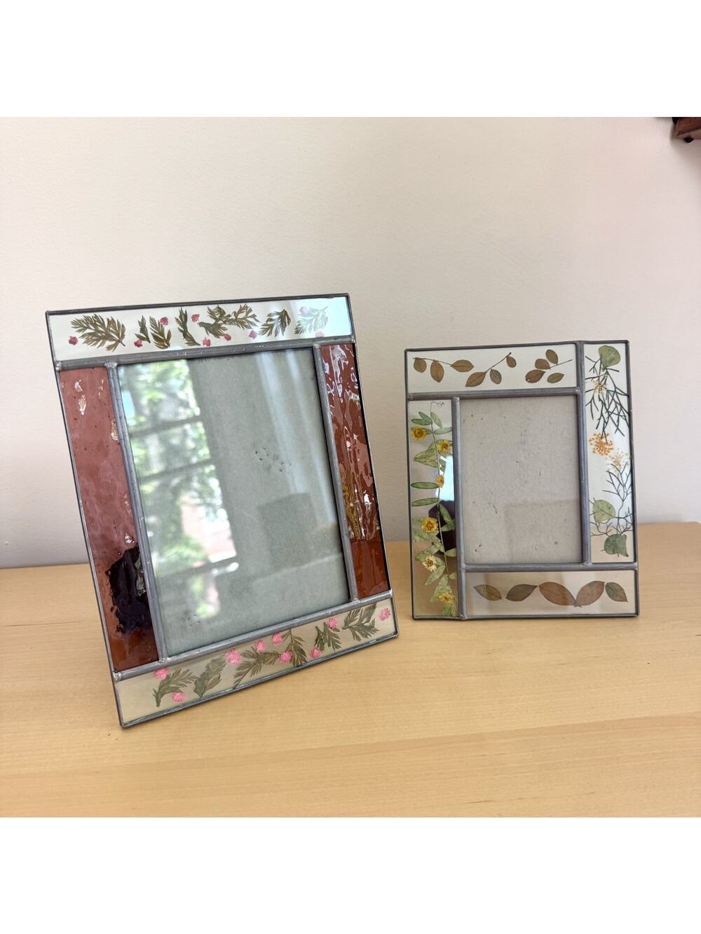 Cottagecore Pressed Flower Glass Frame Set 5x7 & 4x6 Burnes of Boston 1998
